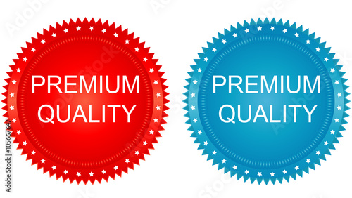 round button with banner and text Premium Quality