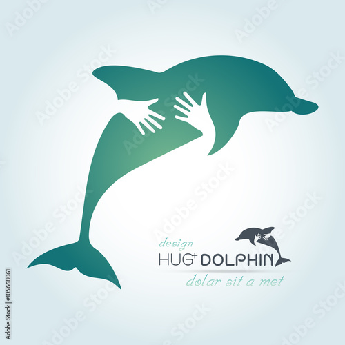 preserve Dolphin with hand hug and heart concept