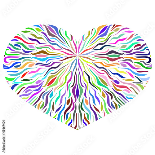 Ornamental Colorful Heart on white background. Vintage ornate de