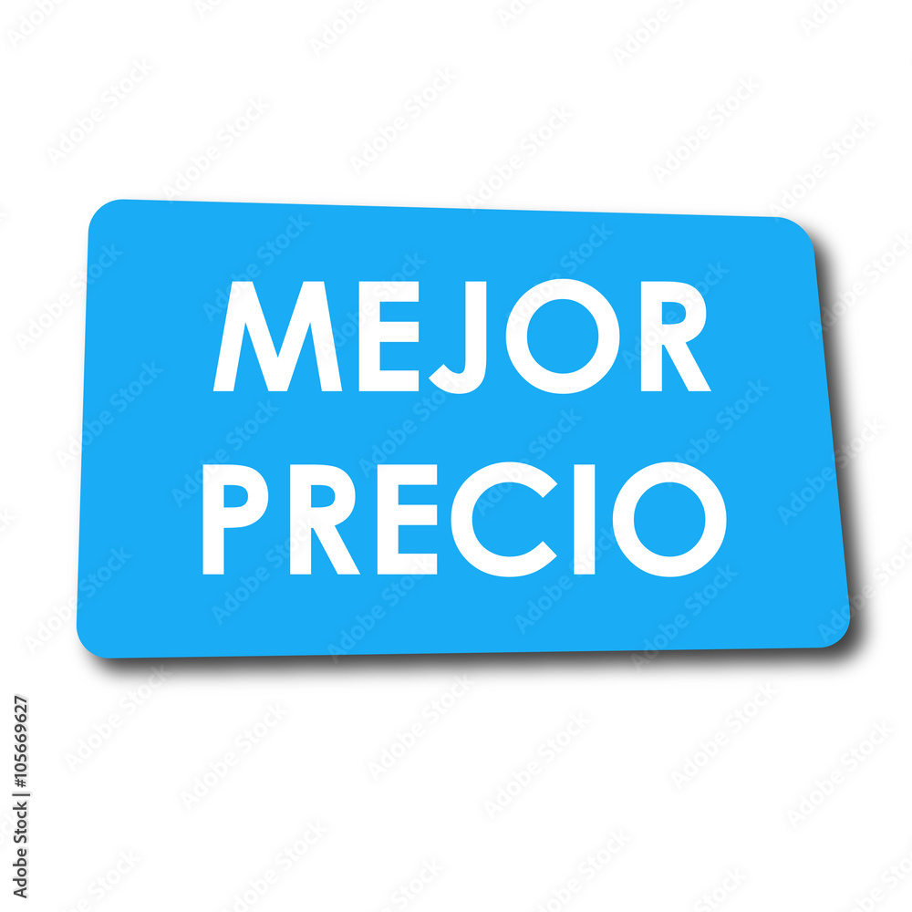 Icono plano MEJOR PRECIO en rectangulo azul con sombra Icono plano MEJOR PRECIO en rectangulo azul con sombra