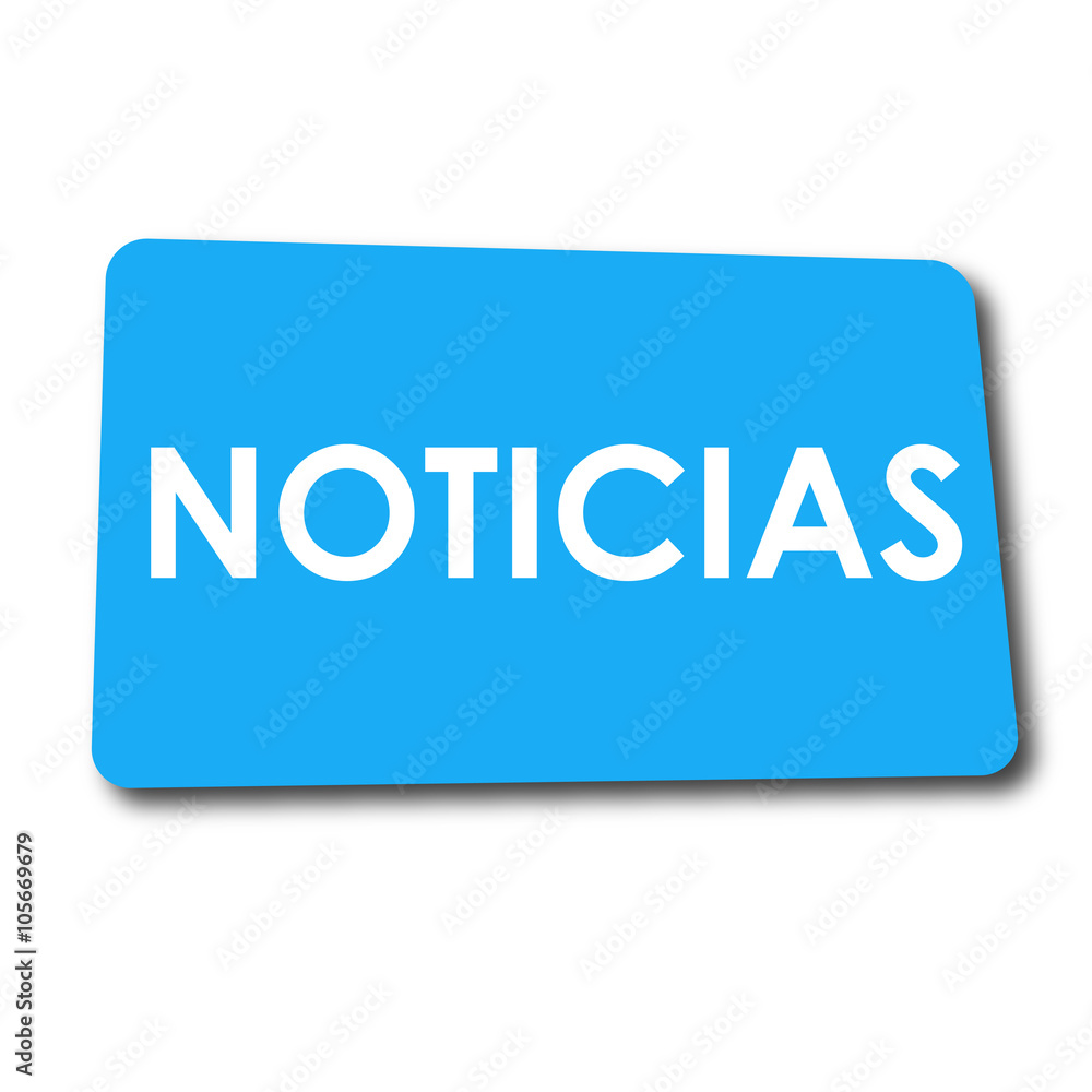 Icono plano NOTICIAS en rectangulo azul con sombra Icono plano NOTICIAS en rectangulo azul con sombra