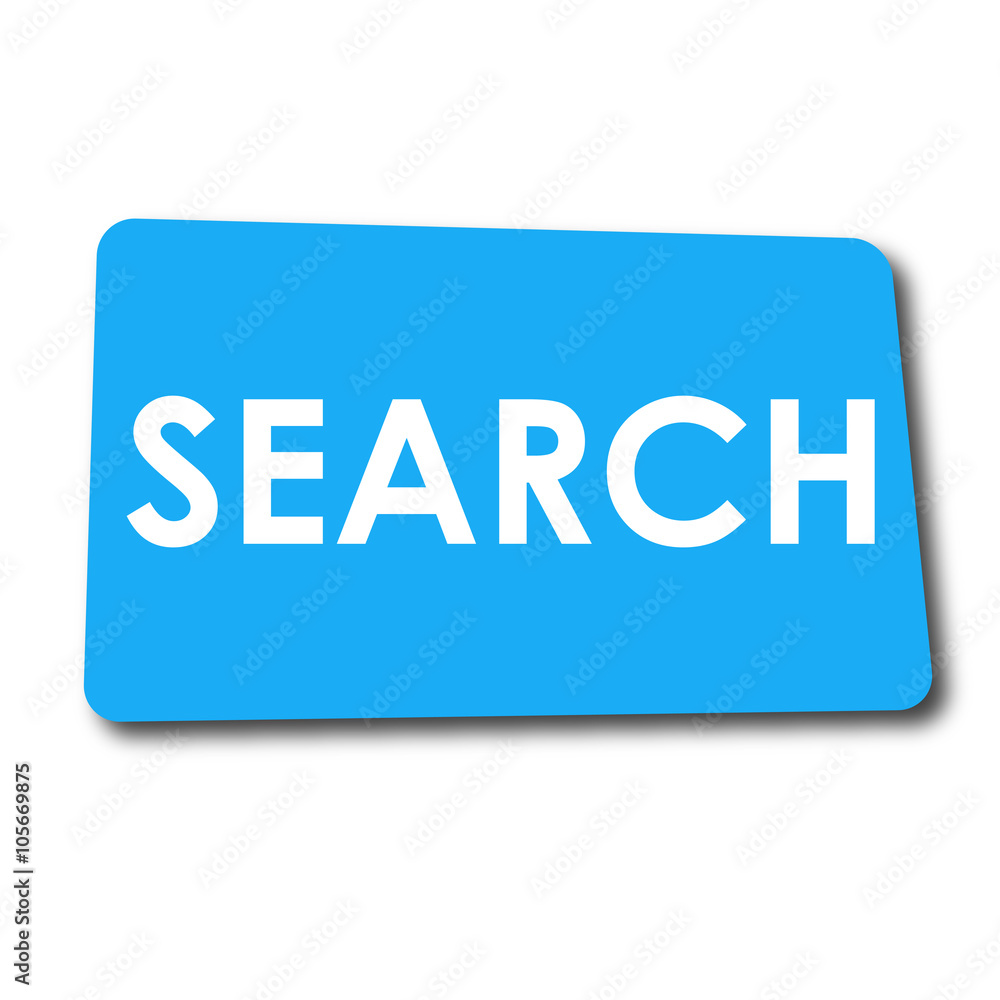 Icono plano SEARCH en rectangulo azul con sombra Icono plano SEARCH en rectangulo azul con sombra