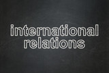 Politics concept: International Relations on chalkboard background