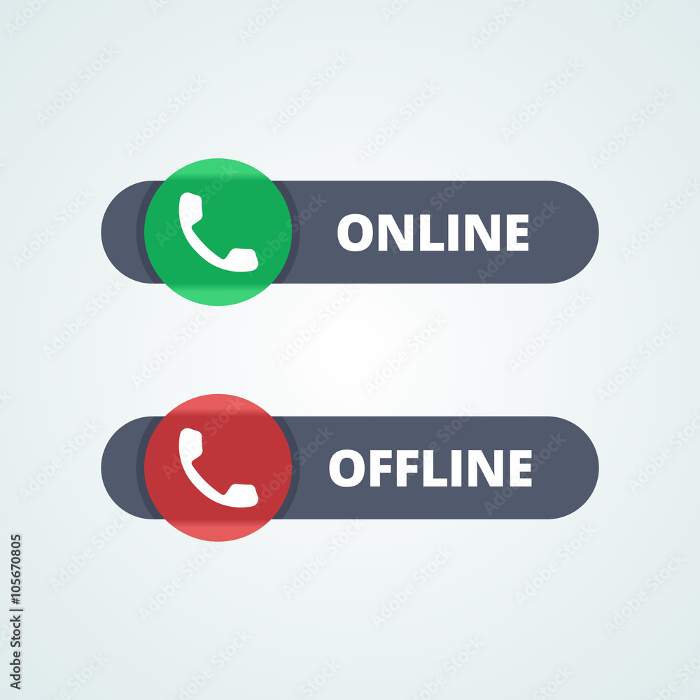 Online and offline status buttons.