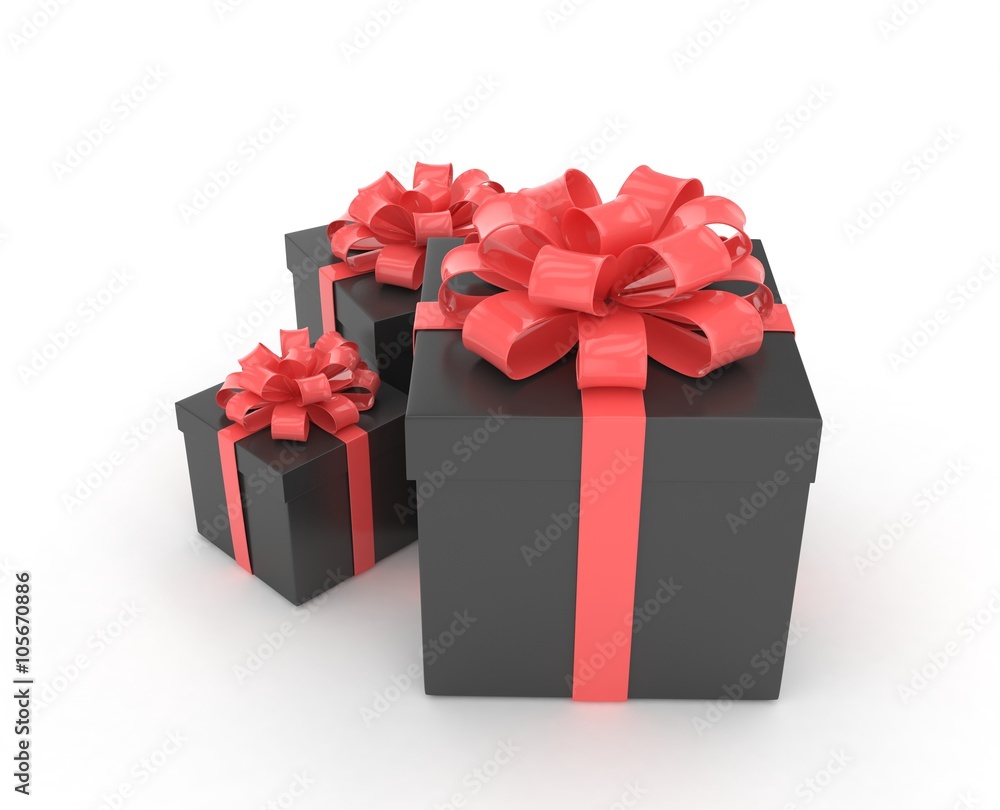 Obraz premium three gift boxes with bows isolated on white