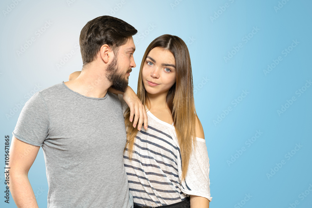Cheerful young couple standing Cheerful young couple standing