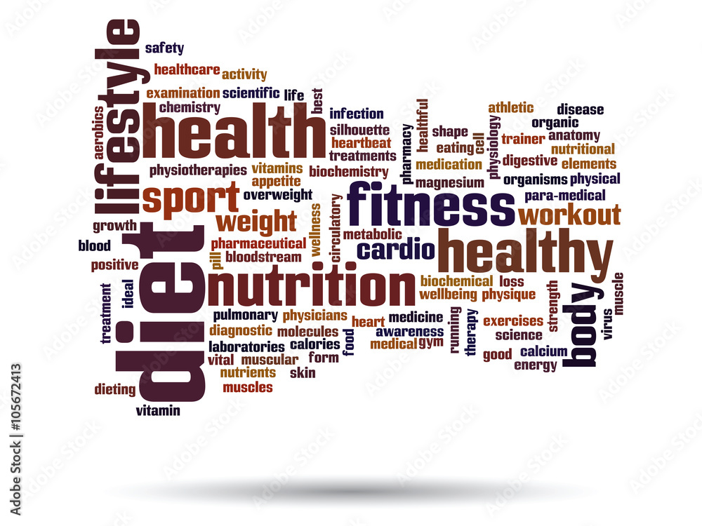 Obraz premium Vector conceptual health word cloud isolated