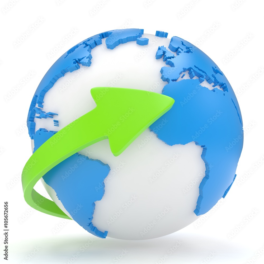 Fototapeta premium Arrow and Earth globe. 3d render