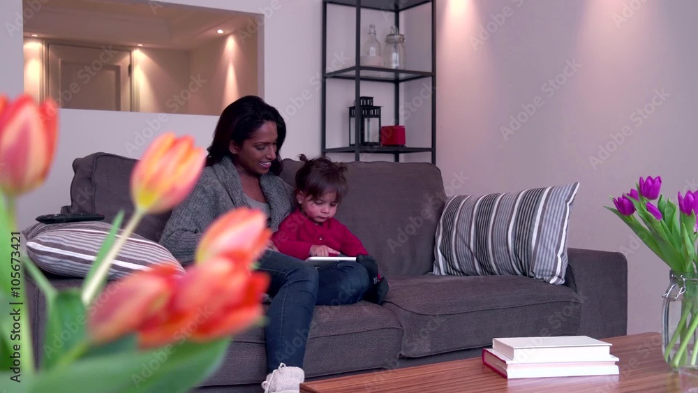 Homosexual couple, gay people, young lesbian women, same sex marriage relationship between Asian girls. Mother using ipad digital tablet with child and partner, mom with woman and baby Видео Stock | Adobe Stock