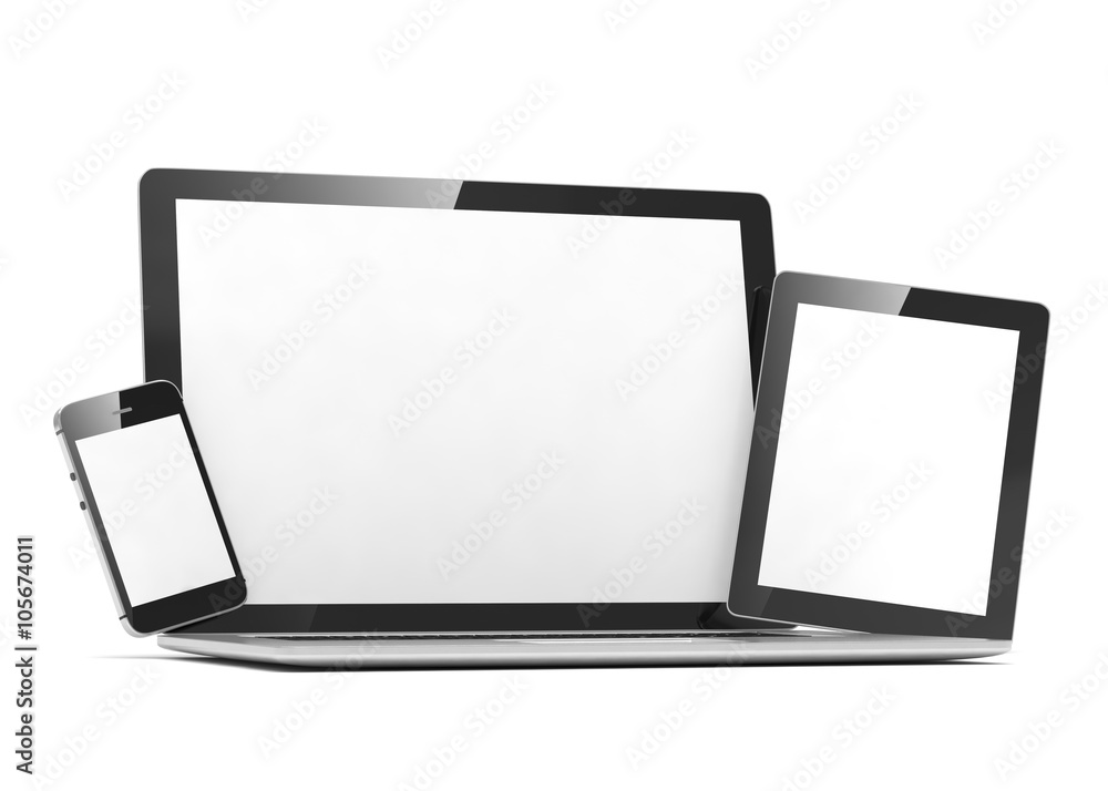 laptop, tablet, phone, on white laptop, tablet, phone, on white