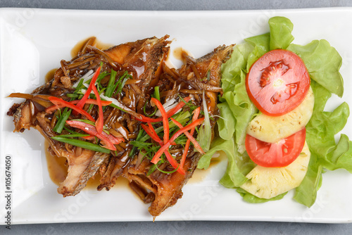 chinese fried fish with oyster sauce and ginger