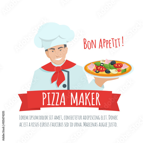 Pizza maker  label  vector. 