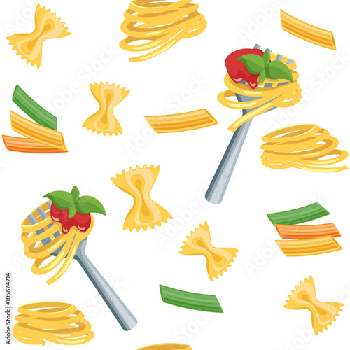 Seamless cartoon background with pasta.