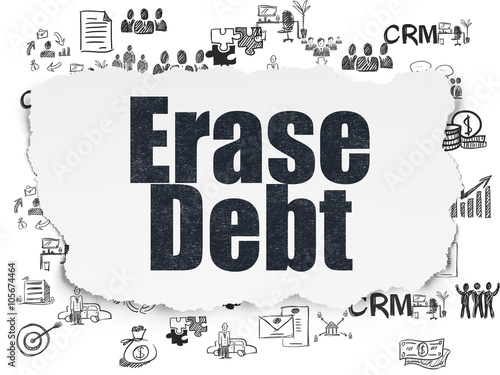 Finance concept: Erase Debt on Torn Paper background