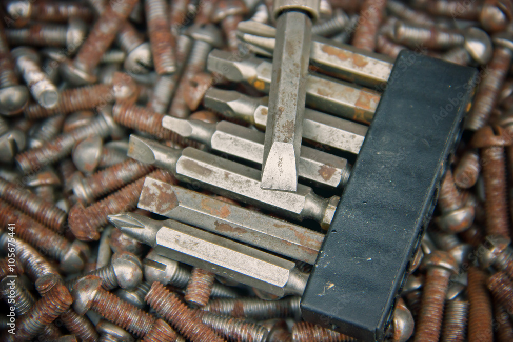 Screw Heads on Screws Background Screw Heads on Screws Background
