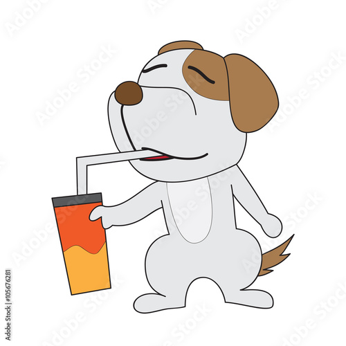 vector cartoon character dog cold drink