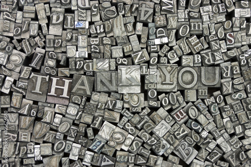 Close up of typeset letters with the words Thank You