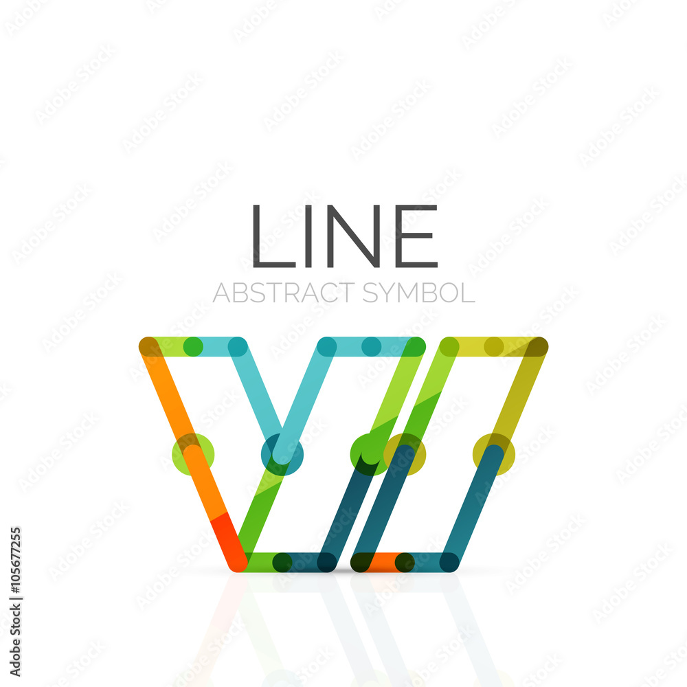 Linear abstract logo, connected multicolored segments of lines geometrical figure Linear abstract logo, connected multicolored segments of lines geometrical figure