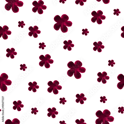 Seamless pattern in watercolor style with flowers. Lovely decorative ornament for decoration, packaging, textile and printing. Purple and white colors.
