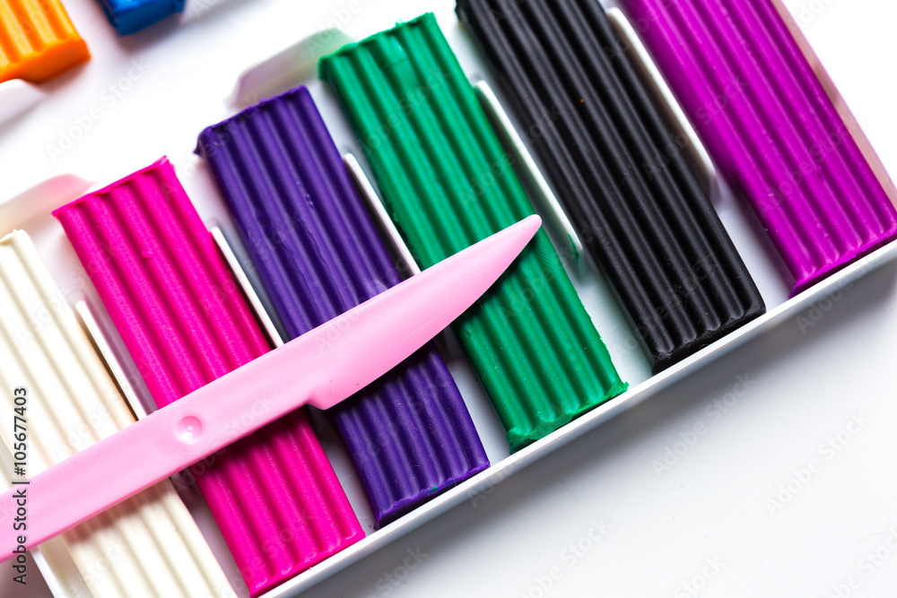 Obraz premium Plasticine bars on white background