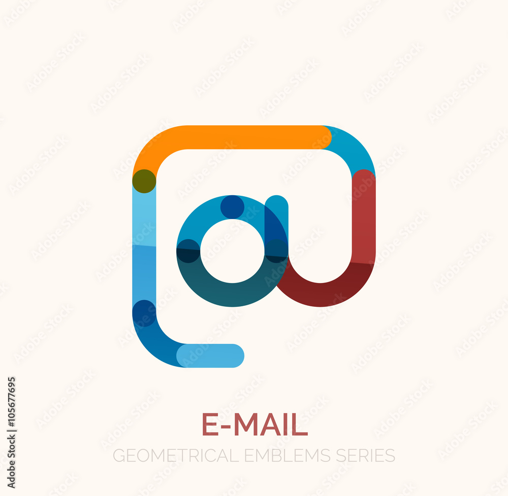 Vector email business symbol, or at sign logo. Linear minimalistic flat icon design Vector email business symbol, or at sign logo. Linear minimalistic flat icon design