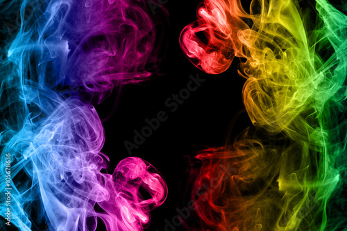 rainbow smoke abstract on black background