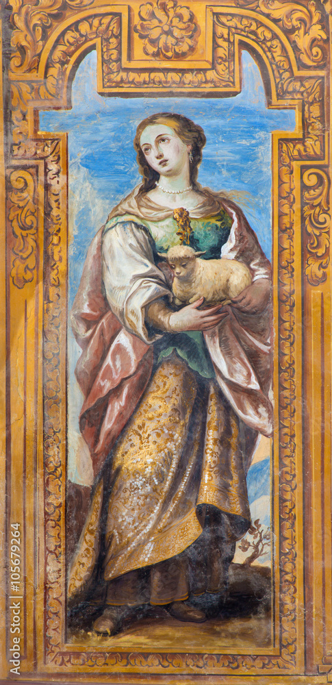 Granada - early christian  virgin–martyr Saint Agnese in nave of church Monasterio de San Jeronimo