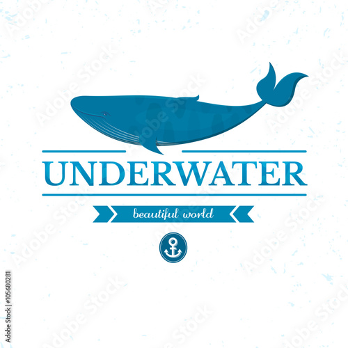 Underwater oceanarium logo, vector illustration