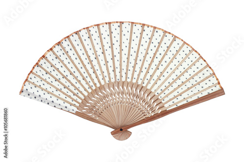One manual hand fan isolated on white
