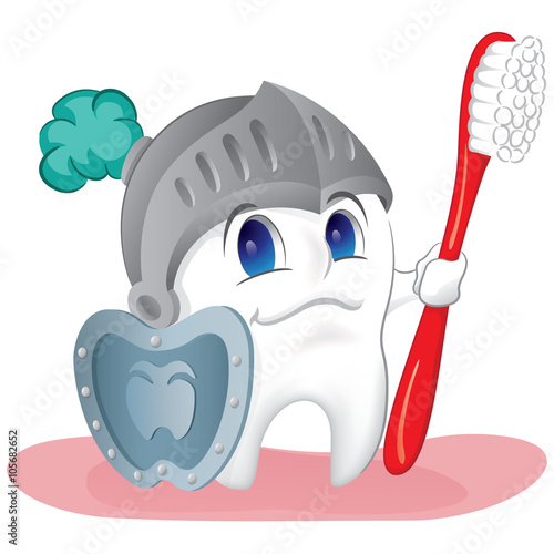 Illustration of a healthy tooth, protected and shielded against caries