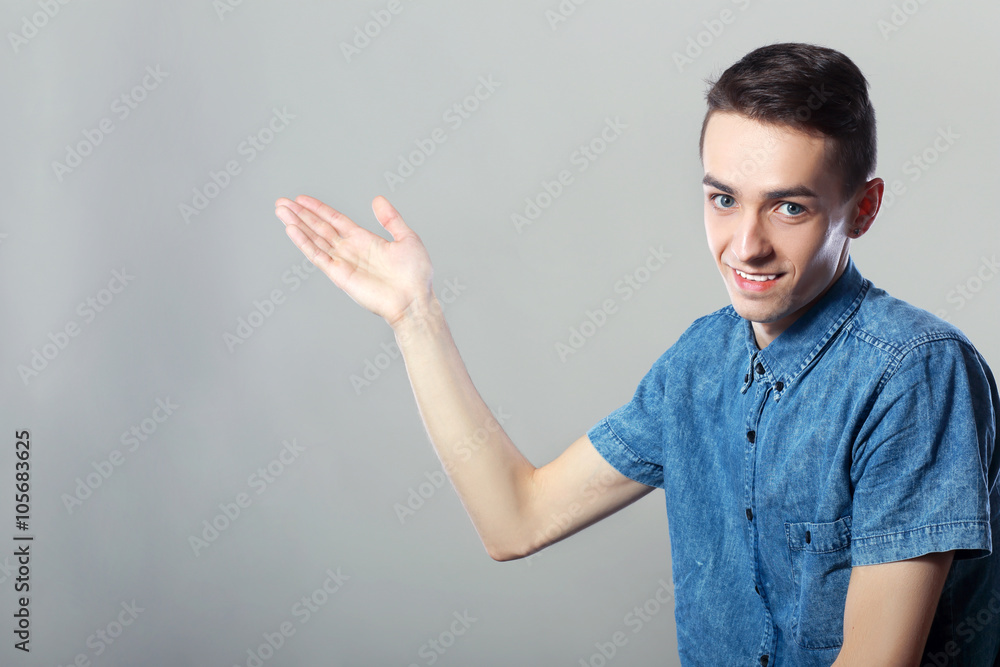 Man pointing showing Man pointing showing