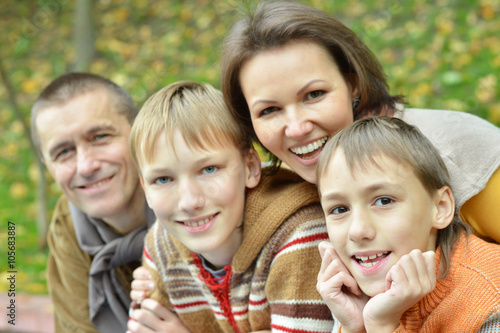 Happy family of four