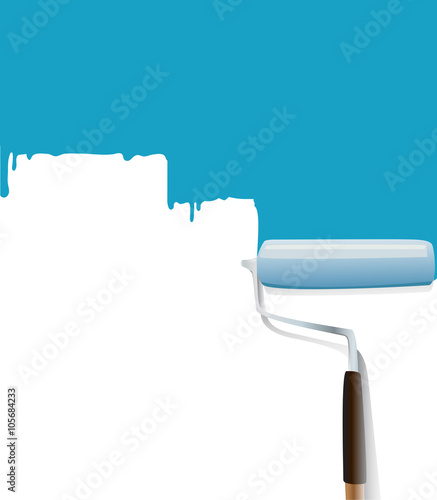 roller paintbrush blue background