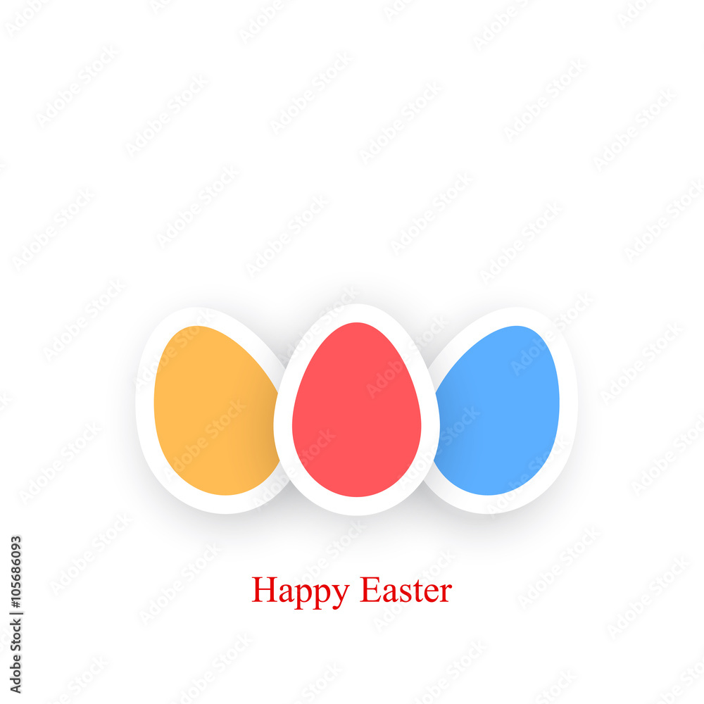 Happy Easter Card colored eggs on a white background. Happy Easter Card colored eggs on a white background.
