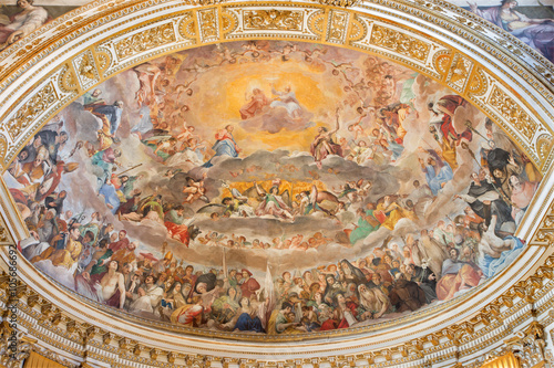 Rome - The Glory of Heaven fresco (1630) in main apse of church Basilica di Santi Quattro Coronati