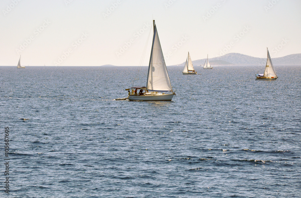 Yachting in the beautiful day near by croatia coastline