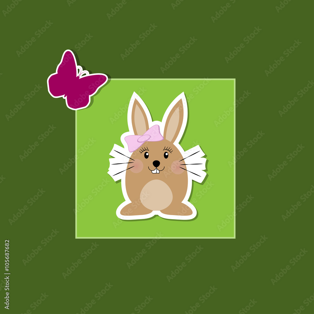 Obraz premium Osterhase & Schmetterling - Happy Easter