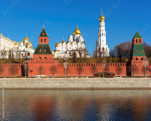 Cathedral over the Kremlin wall in Moscow Kremlin, Russia