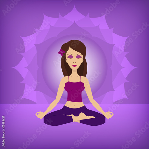 Yoga lotus pose flat illustration