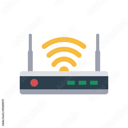 Router flat icon. Isolated router on white background. Vector router. Router and signal symbol. Wi-Fi router. Router close-up