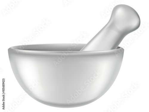 Porcelain mortar and pestle, vector illustration.