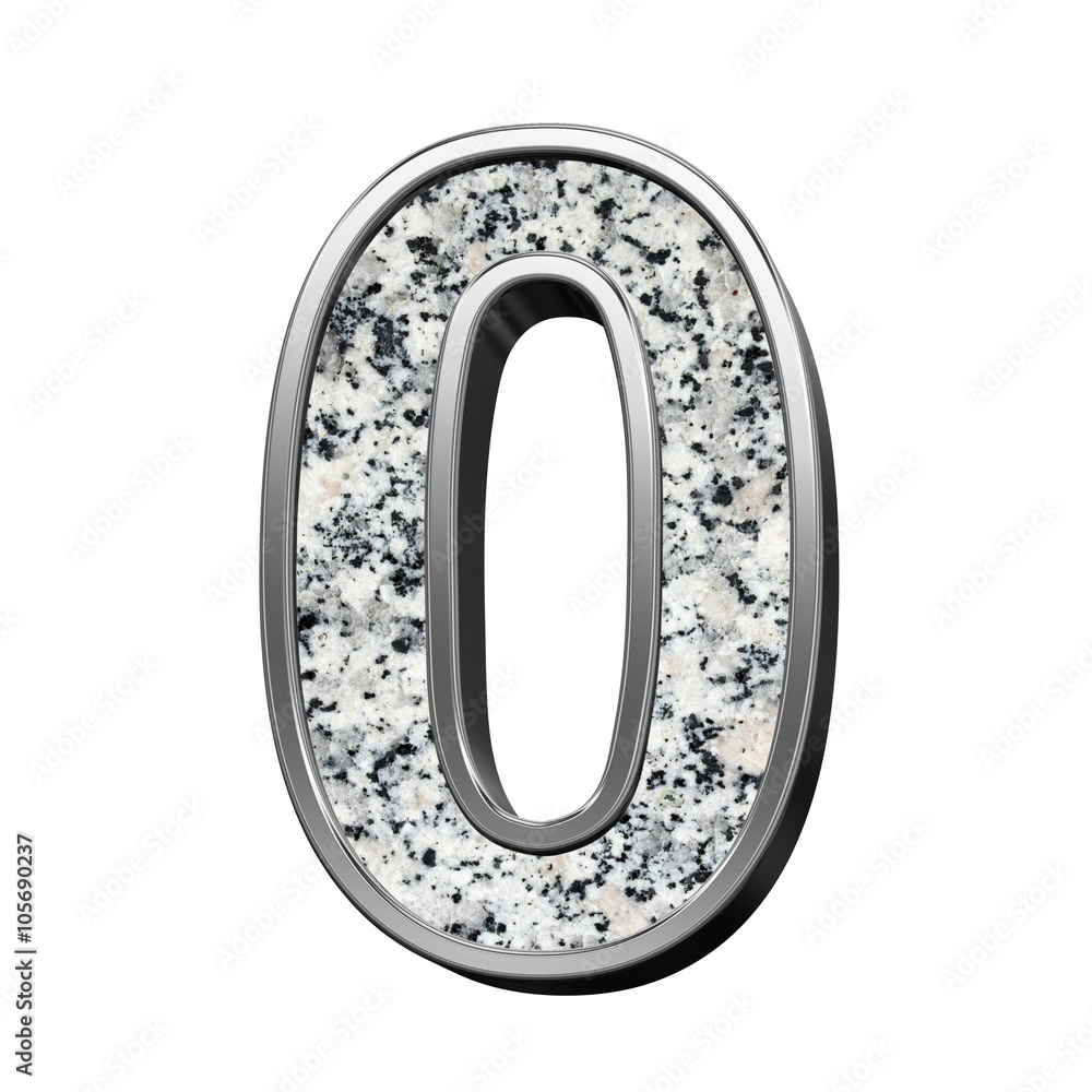Number from granite with silver frame alphabet set isolated over white. Computer generated 3D photo rendering. Number from granite with silver frame alphabet set isolated over white. Computer generated 3D photo rendering.