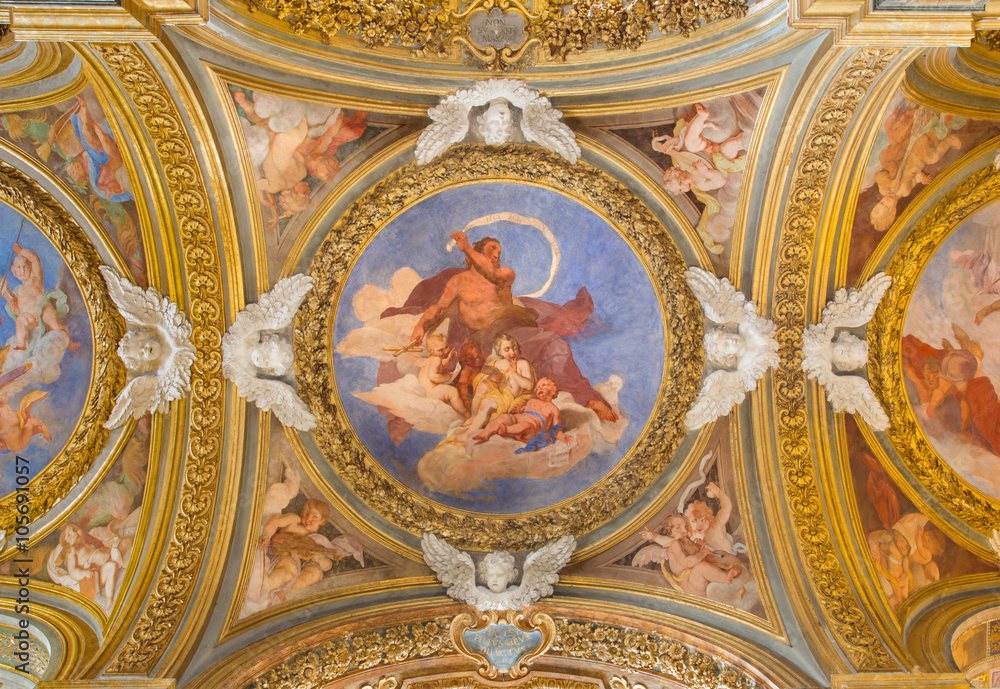 Rome - St. John the Baptist fresco on the side cupola in Chiesa di Santa Maria del Orto