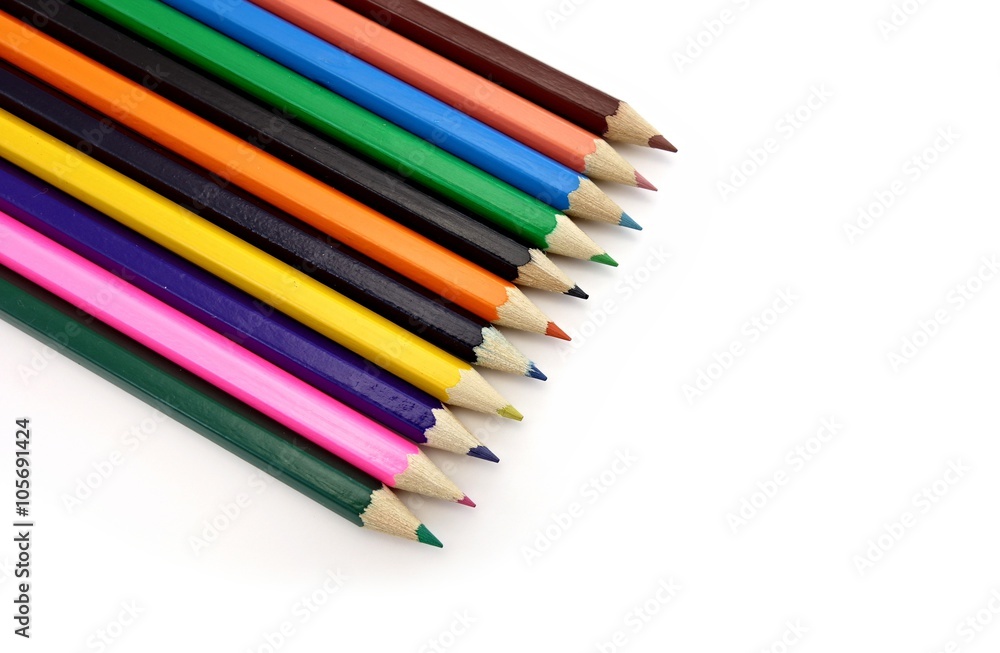 colored pencils on a white background colored pencils on a white background