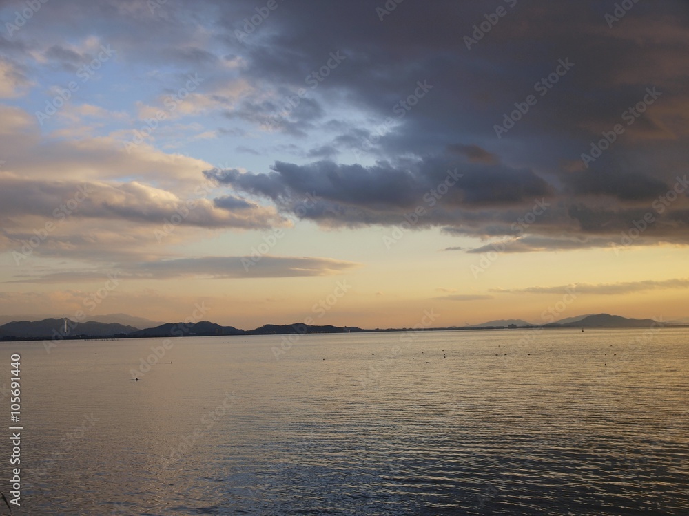 Sunset Scene of Lake Biwa from Nagahama Port,Nagahama/Shiga,Japan