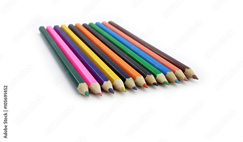 colored pencils on a white background colored pencils on a white background