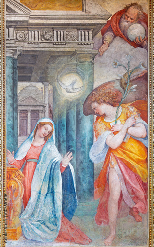 Rome - fresco of Annunciation in the side chapel of church Chiesa di Santa Maria del Orto