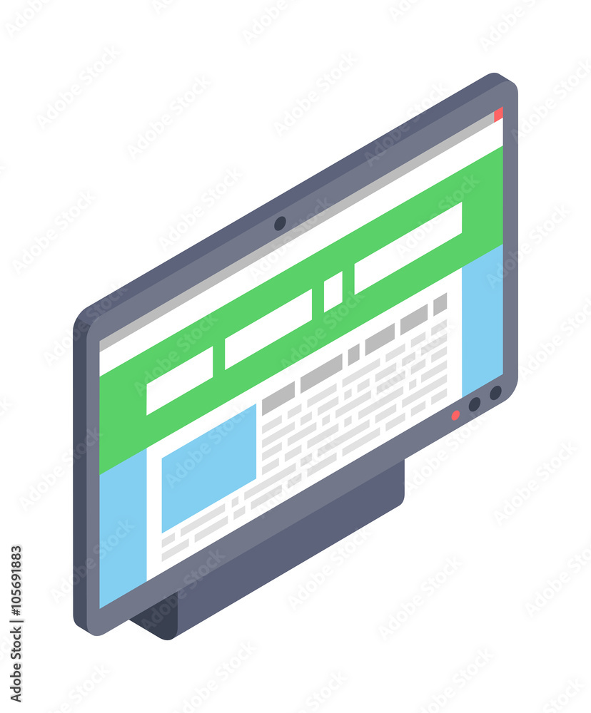 Computer monitor icon modern flat style illustration. Computer monitor icon modern flat style illustration.