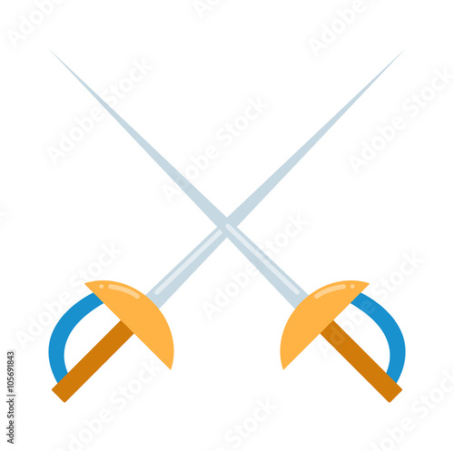 Colored fencing sword icon illustration isolated.