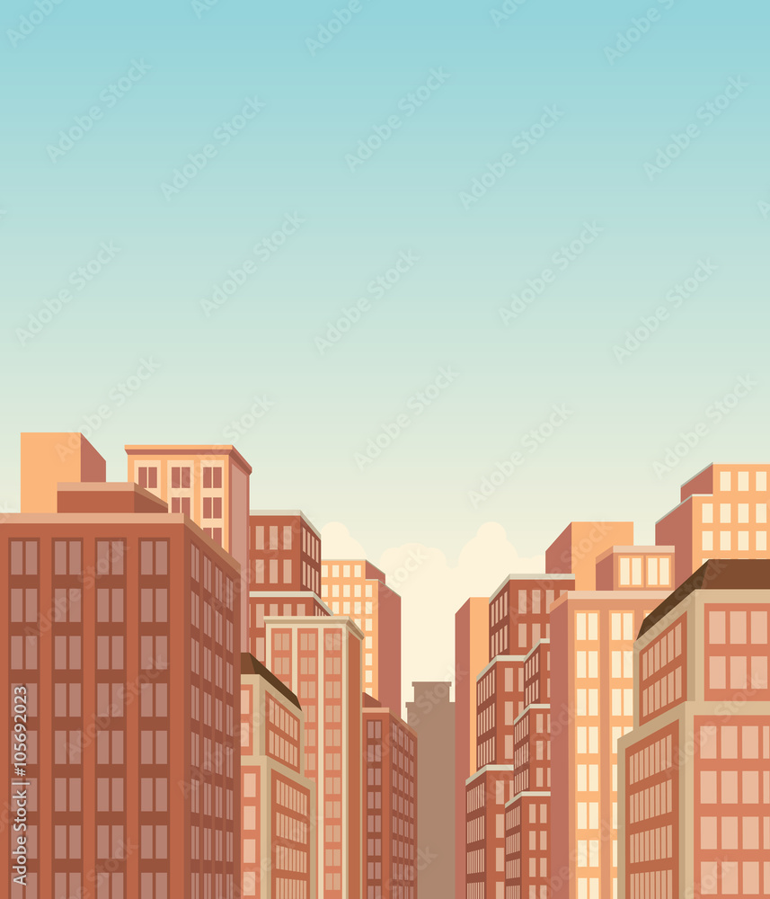 Fototapeta premium Big city landscape with buildings 